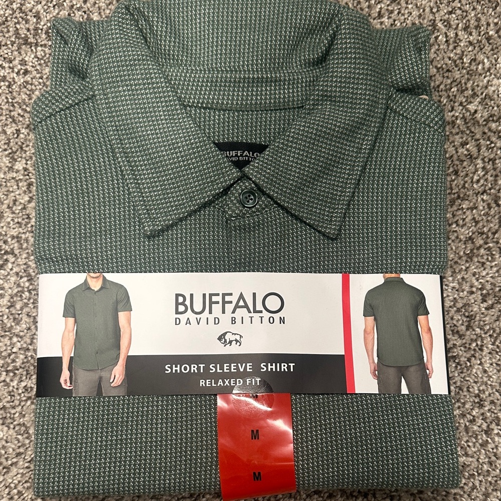 Buffalo David Bitton Textured Green Button Down Shirt